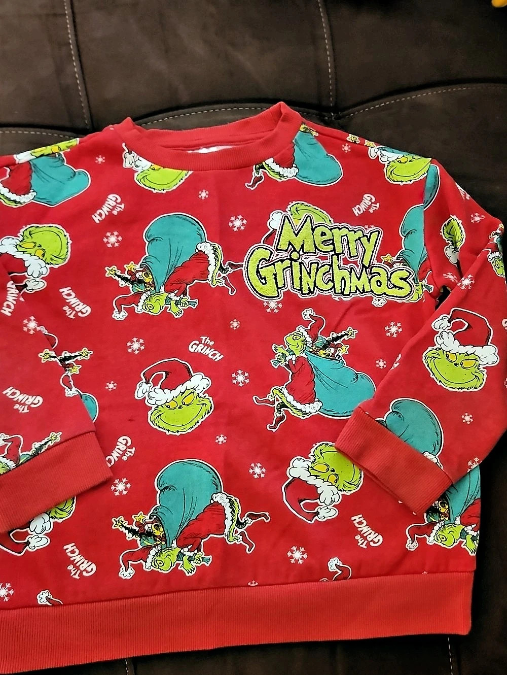 The Grinch Merry Grinchmas Christmas Sweatshirt in Red & Green
